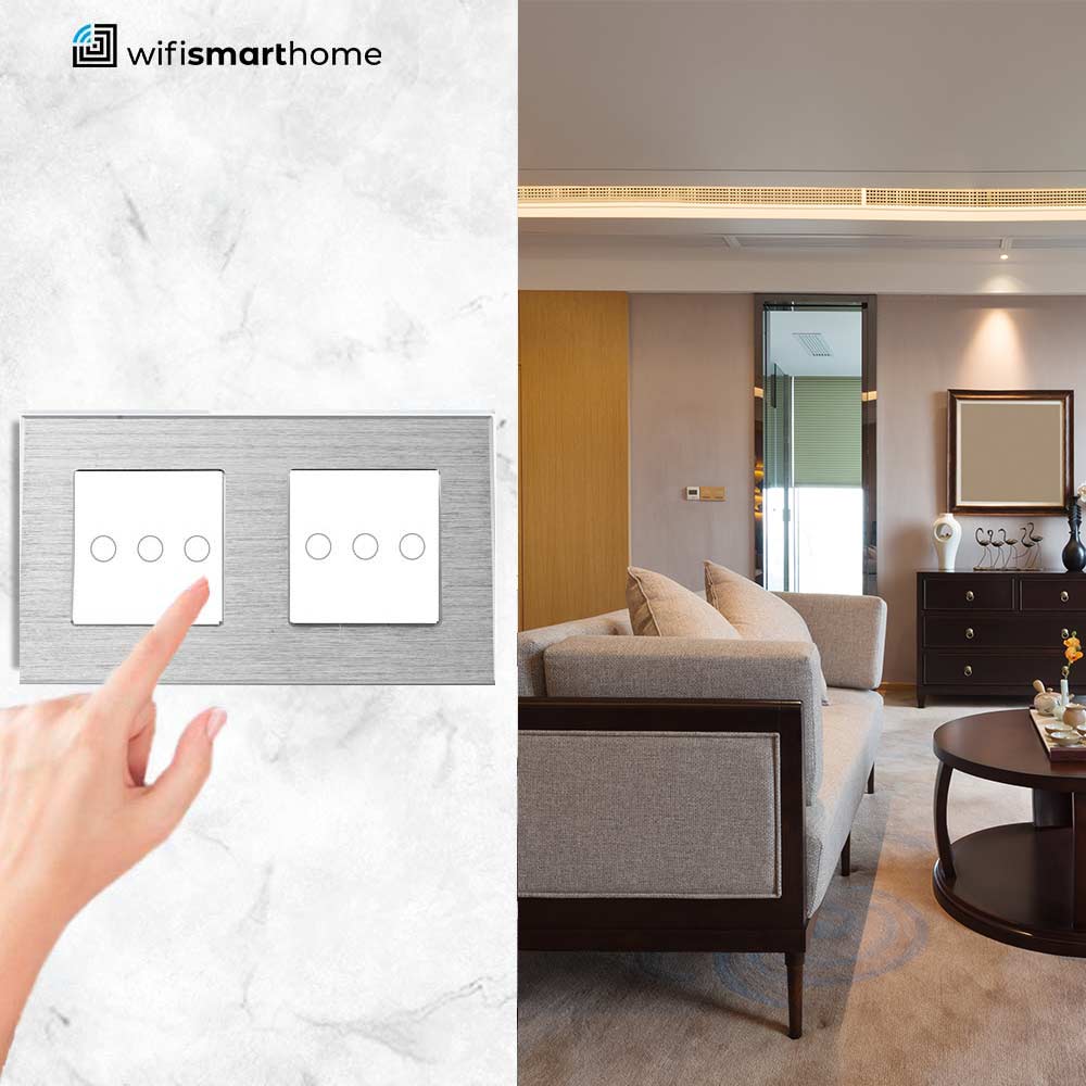 Prestige Pro - Six Gang - Double Plate - Standard Light Switch - Non Wifi - Two Way