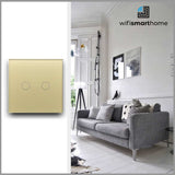 Two Gang Pure Glass Wifi Smart Switch - No Neutral or Neutral- Multiple Way