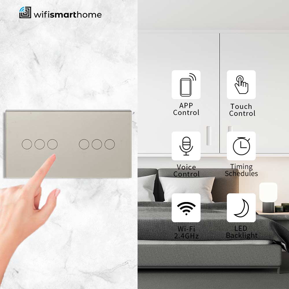 Pure Glass Custom Wifi Smart Dimmer Switch (LHS Dim RHS 1 Gang On/Off)