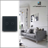 Two Gang Pure Glass Wifi Smart Switch - No Neutral or Neutral- Multiple Way