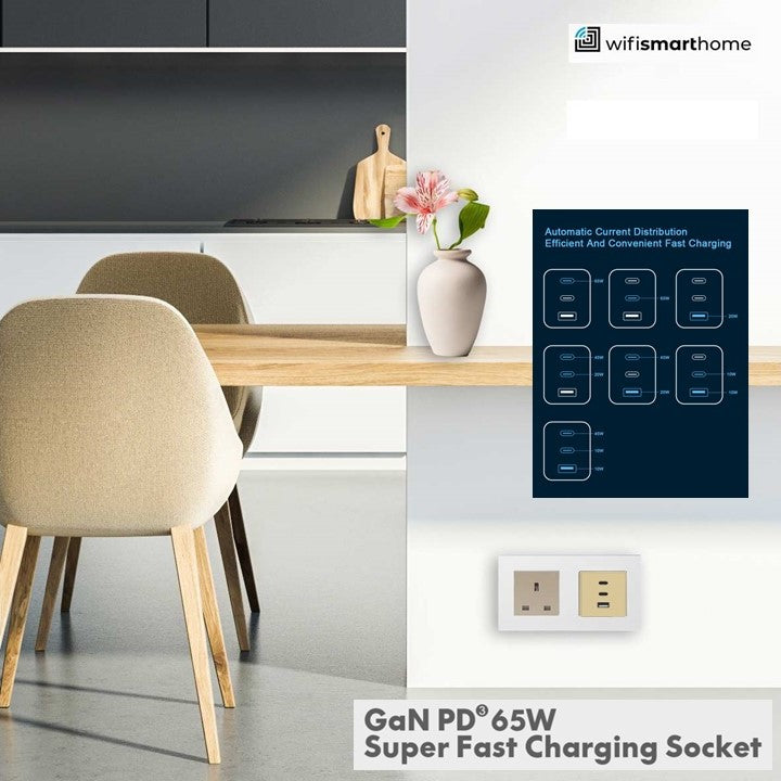 Pure Glass - USB Fast Charge Double Luxury UK Socket - 13 AMP