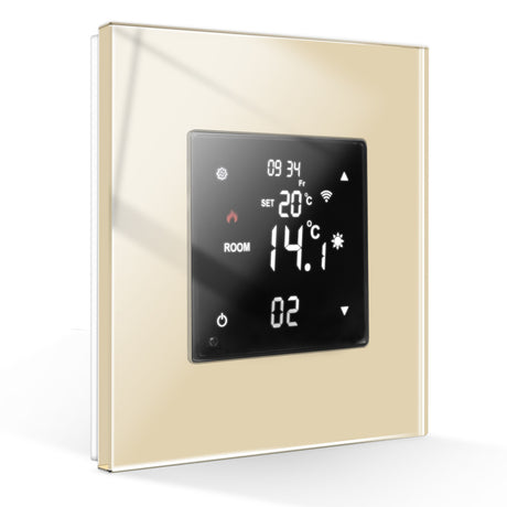 Wifi Smart Thermostat_Pure Glass Champagne Gold