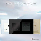 Luxury glass socket with 3.1 amp USB