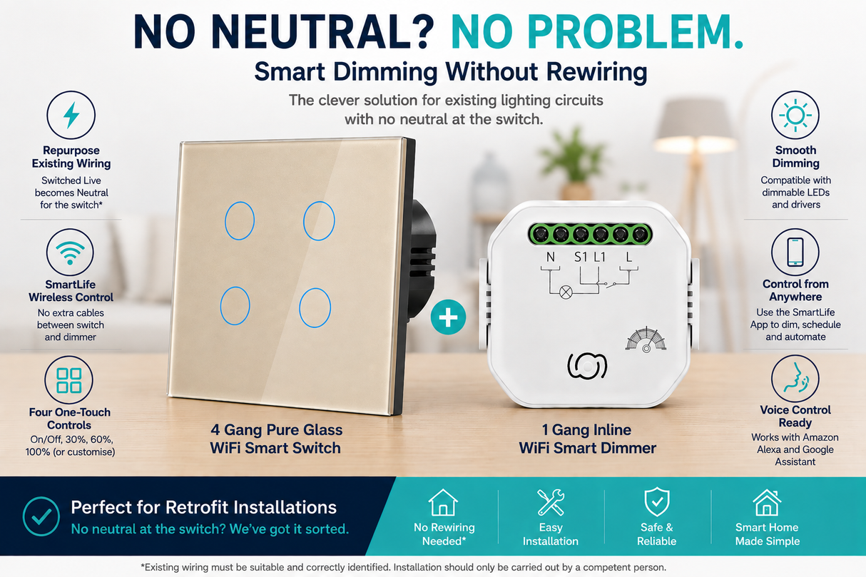 1 Gang No Neutral Scene Dimmer