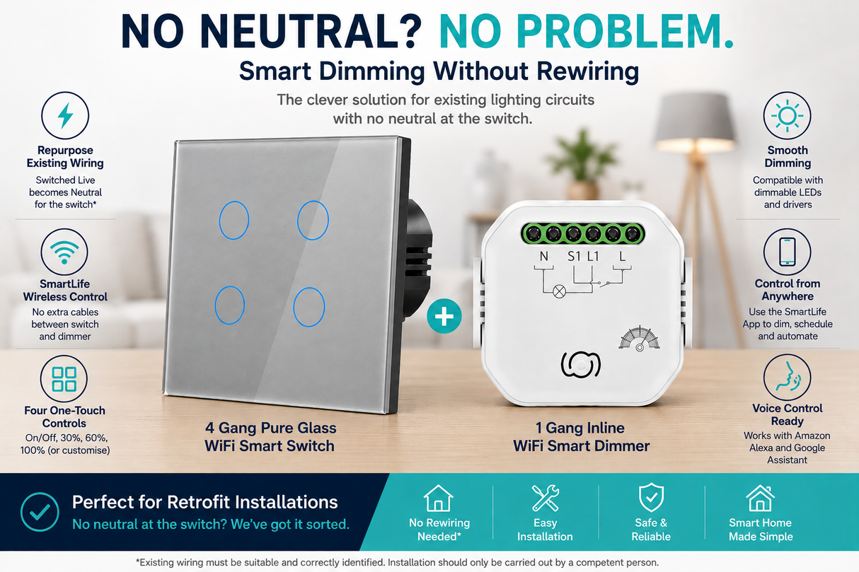 1 Gang No Neutral Scene Dimmer